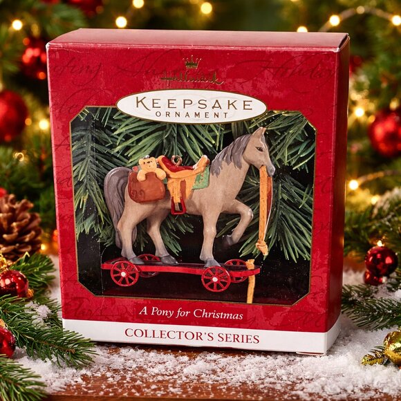 Hallmark Other - Hallmark Keepsake A Pony for Christmas Ornament 1999 Horse Teddy Bear